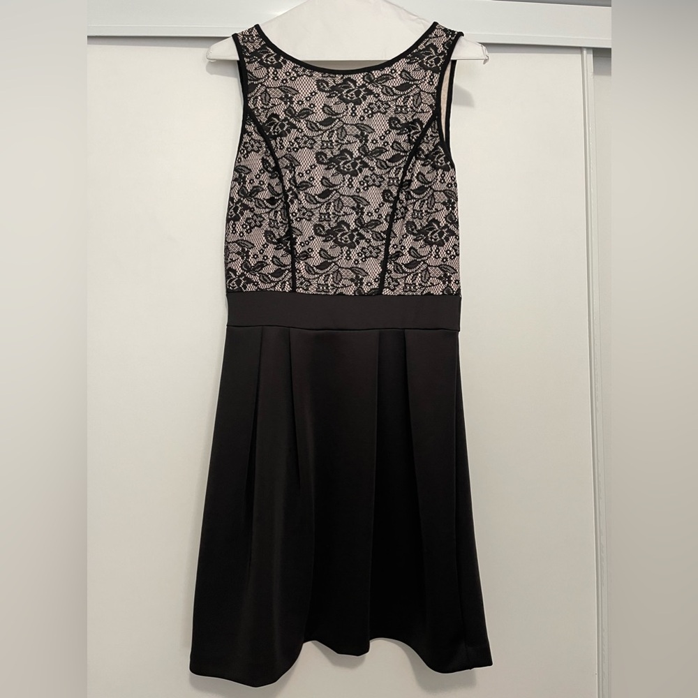 mark. Black Lace/Nude Mini Dress